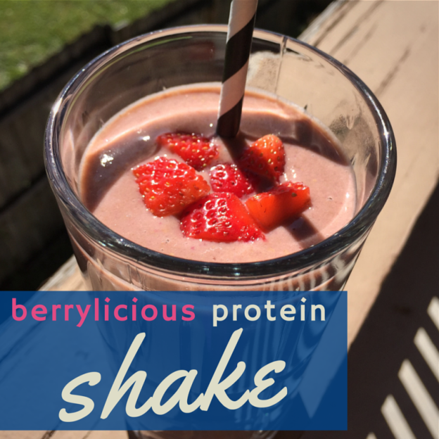 protein shake, strawberries